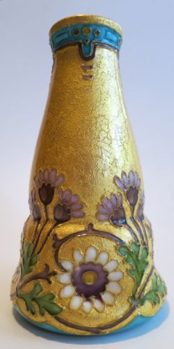 Antique SEVRES Gold Floral Enamel Vase  c.1900